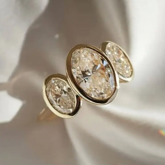 Gold Plated Cubic Zirconia Faux Engagement Ring - 7 - Picture 2 of 3